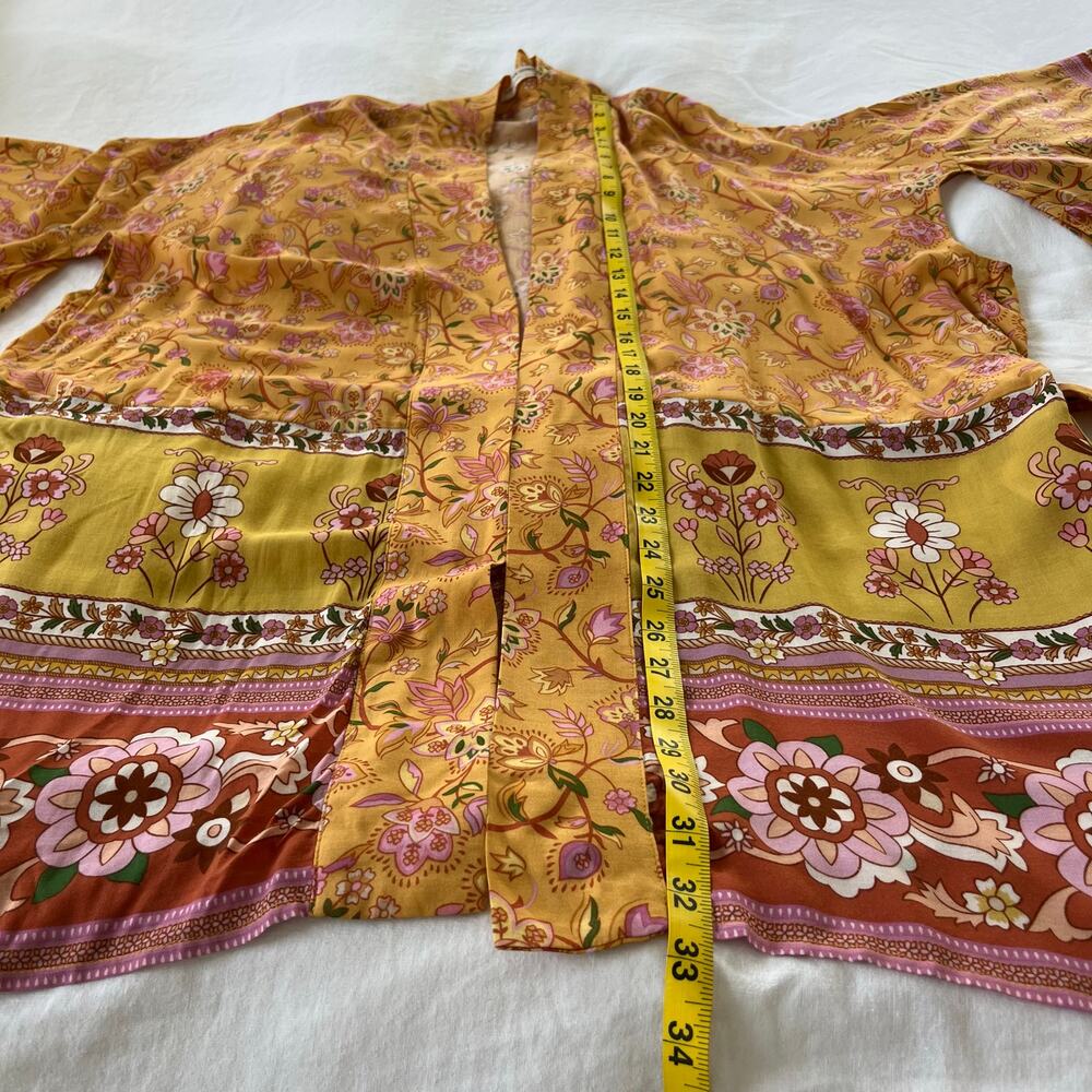 Spell And The Gypsy Collective Portobello Road Kimono Floral Yellow Robe, Small - Picture 12 of 16